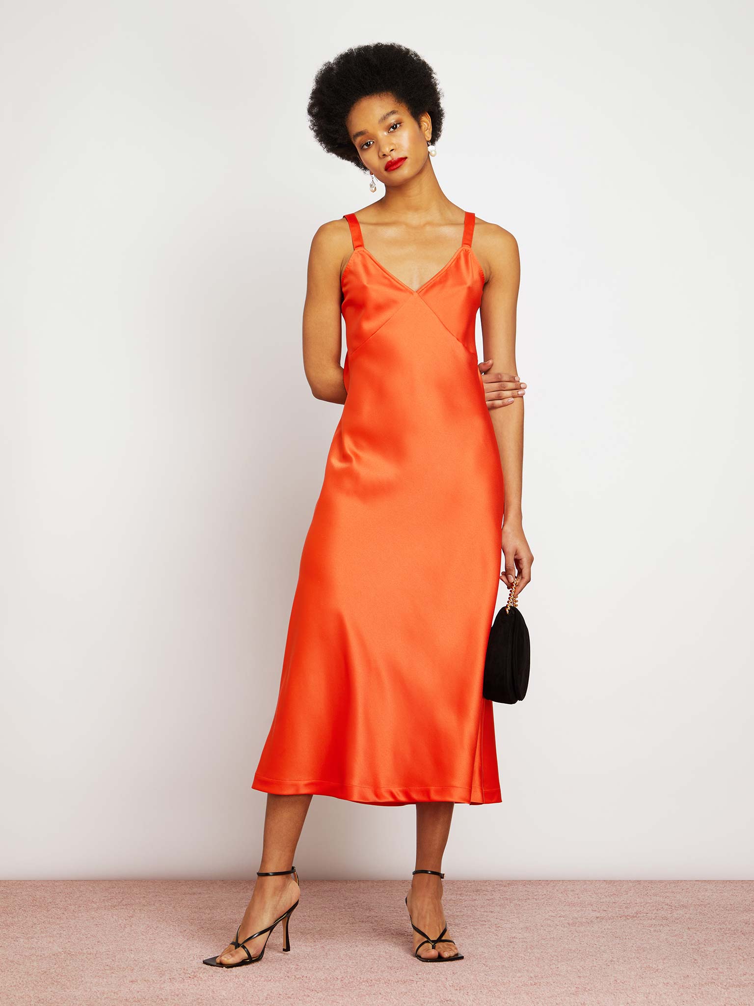 Riviera Midi Dress in Burnt Orange with ...